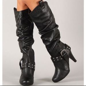 Bamboo comparable to Not Rated- Vegan Leather Slouchy Boots with studs